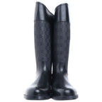 Gucci GG All Over Pattern Rubber Rain Long Boots Black — view 2