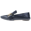 Louis Vuitton Logo Belt Leather Loafers Slip on Shoes Black
