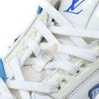 Louis Vuitton LV Trainers Line Leather High Cut Shoes Sneakers White Blue — view 6