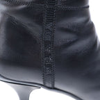 Prada Leather Logo Side Zip Heels Long Boots Shoes Black — view 6