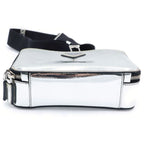 Prada Triangle Logo Brick Shoulder Bag Silver Leather — view 5