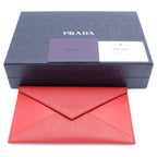 Prada Letter Clutch Back Second Fourco Red Leather Gold — view 6