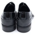 Prada Square Toe Rubber Sole Leather Derby Shoes Black — view 3