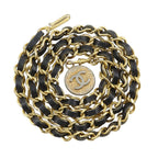 Chanel Che CC Logo Vintage Leather Black LadyBelt Belt