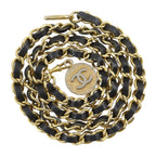 Chanel Che CC Logo Vintage Leather Black LadyBelt Belt — view 3