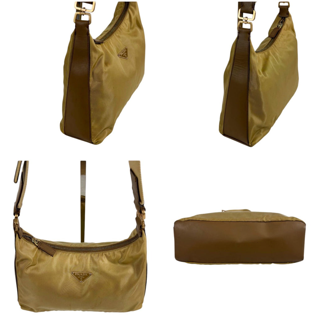 Prada Triangle Logo Shoulder Bag Bo Beige Brown — view 5