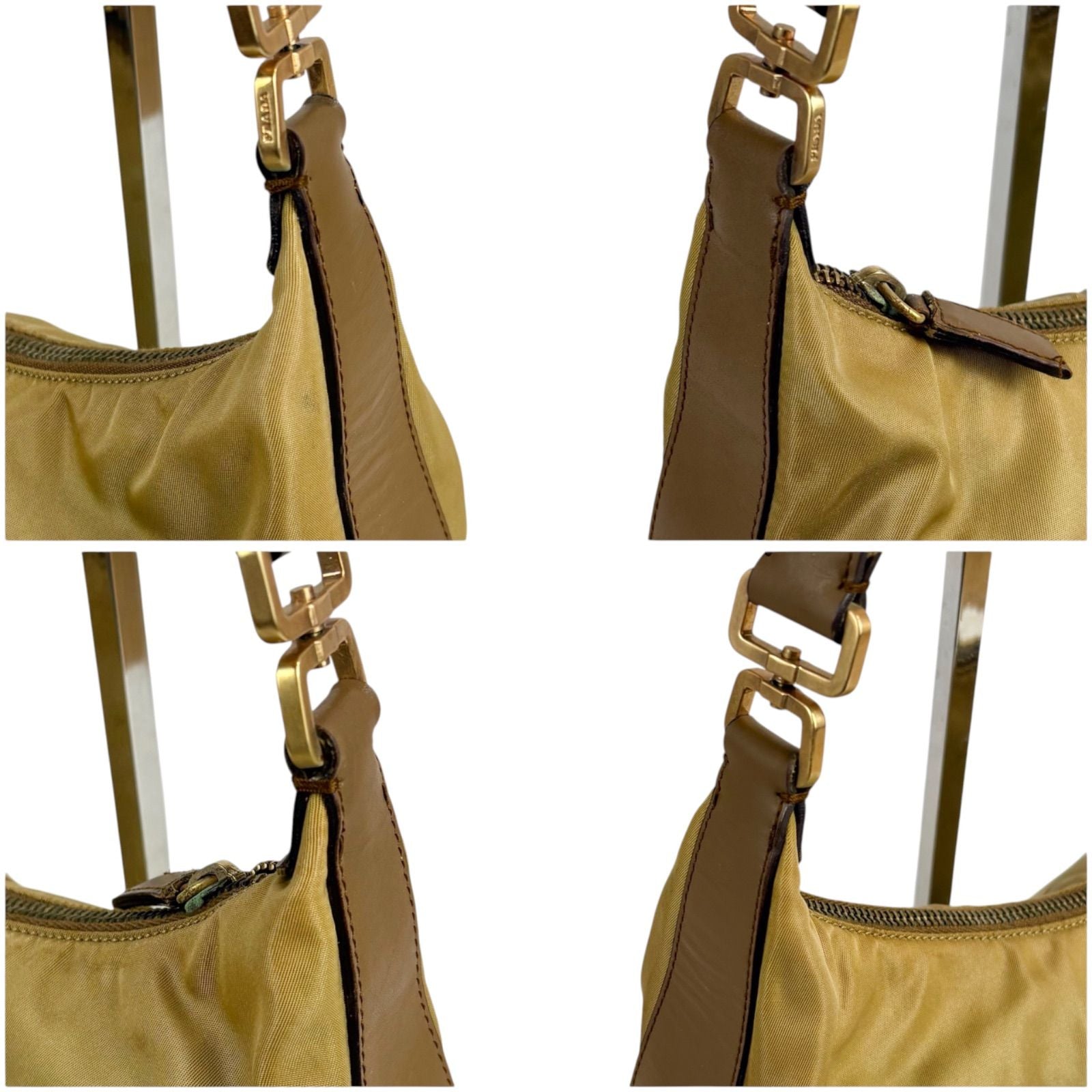 Prada Triangle Logo Shoulder Bag Bo Beige Brown — view 6