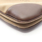Prada Lada Shoulder Bag Logo Jacquard Beige Brown Canvas Leather — view 6