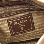 Prada Lada Shoulder Bag Logo Jacquard Beige Brown Canvas Leather — view 4