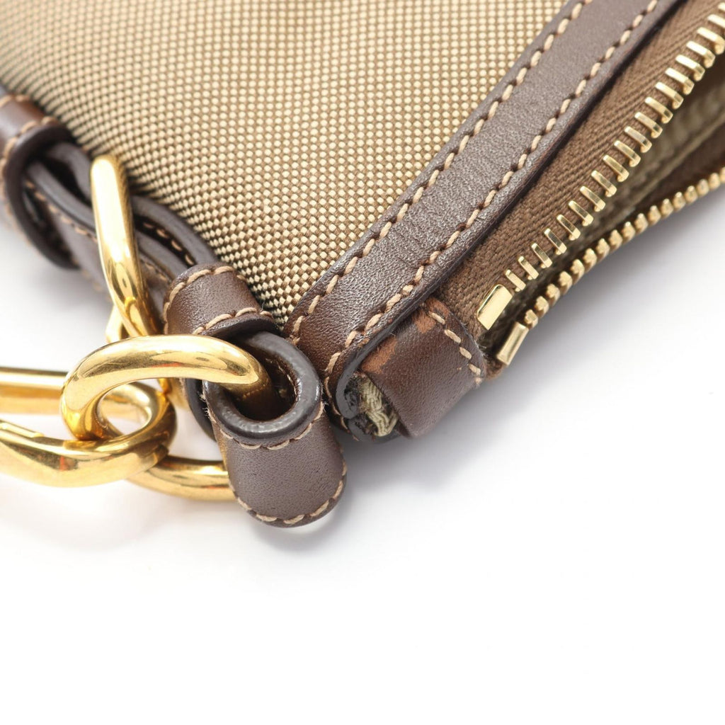 Prada Lada Shoulder Bag Logo Jacquard Beige Brown Canvas Leather — view 5