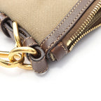 Prada Lada Shoulder Bag Logo Jacquard Beige Brown Canvas Leather — view 5