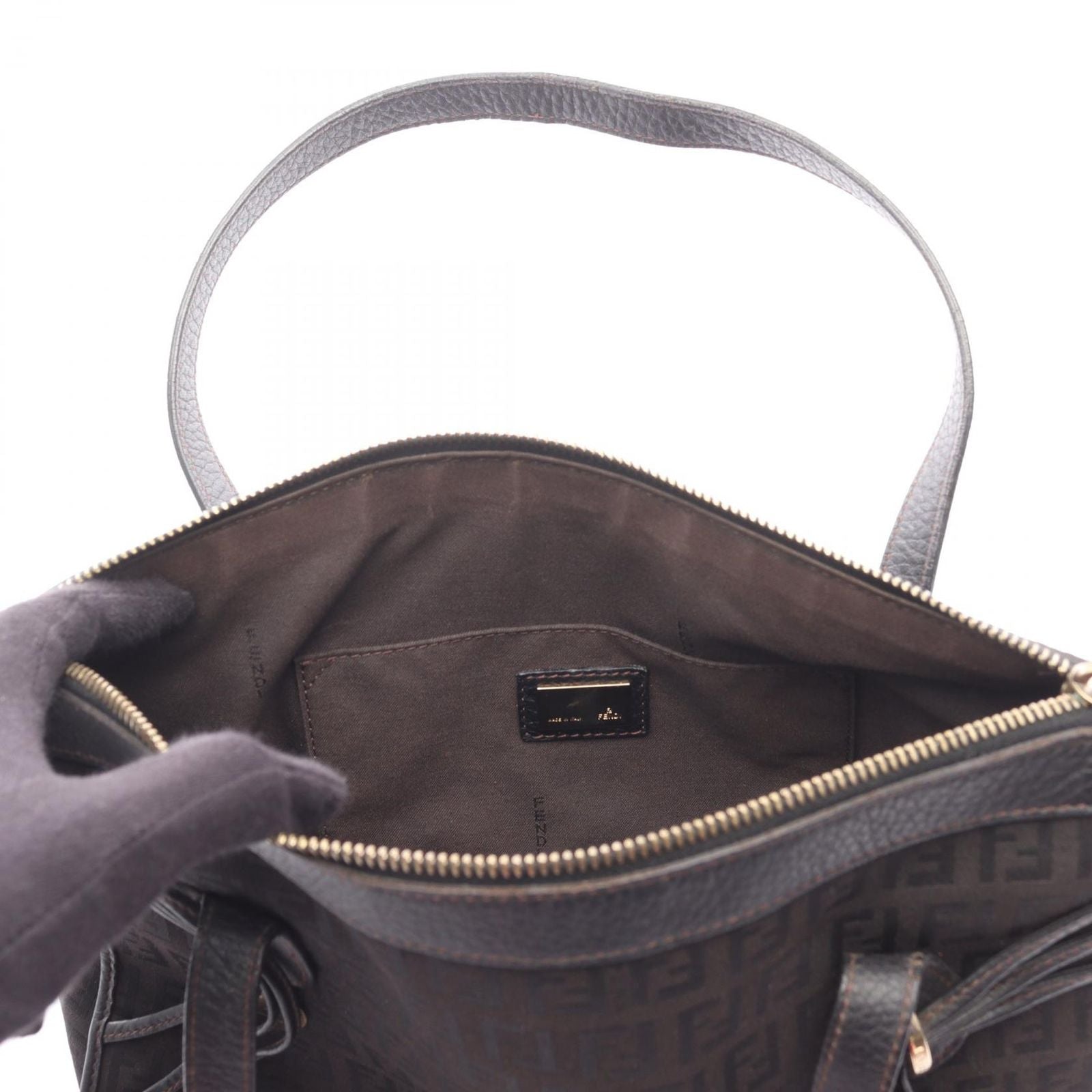 Fendi Handbag of Da Ninebrown Canvas Leather — view 6