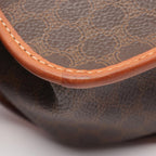 Celine Shoulder Bag Macadam Dark Brown Canvas Leather — view 8