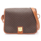 Celine Shoulder Bag Macadam Dark Brown Canvas Leather
