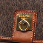 Celine Shoulder Bag Macadam Dark Brown Canvas Leather — view 7