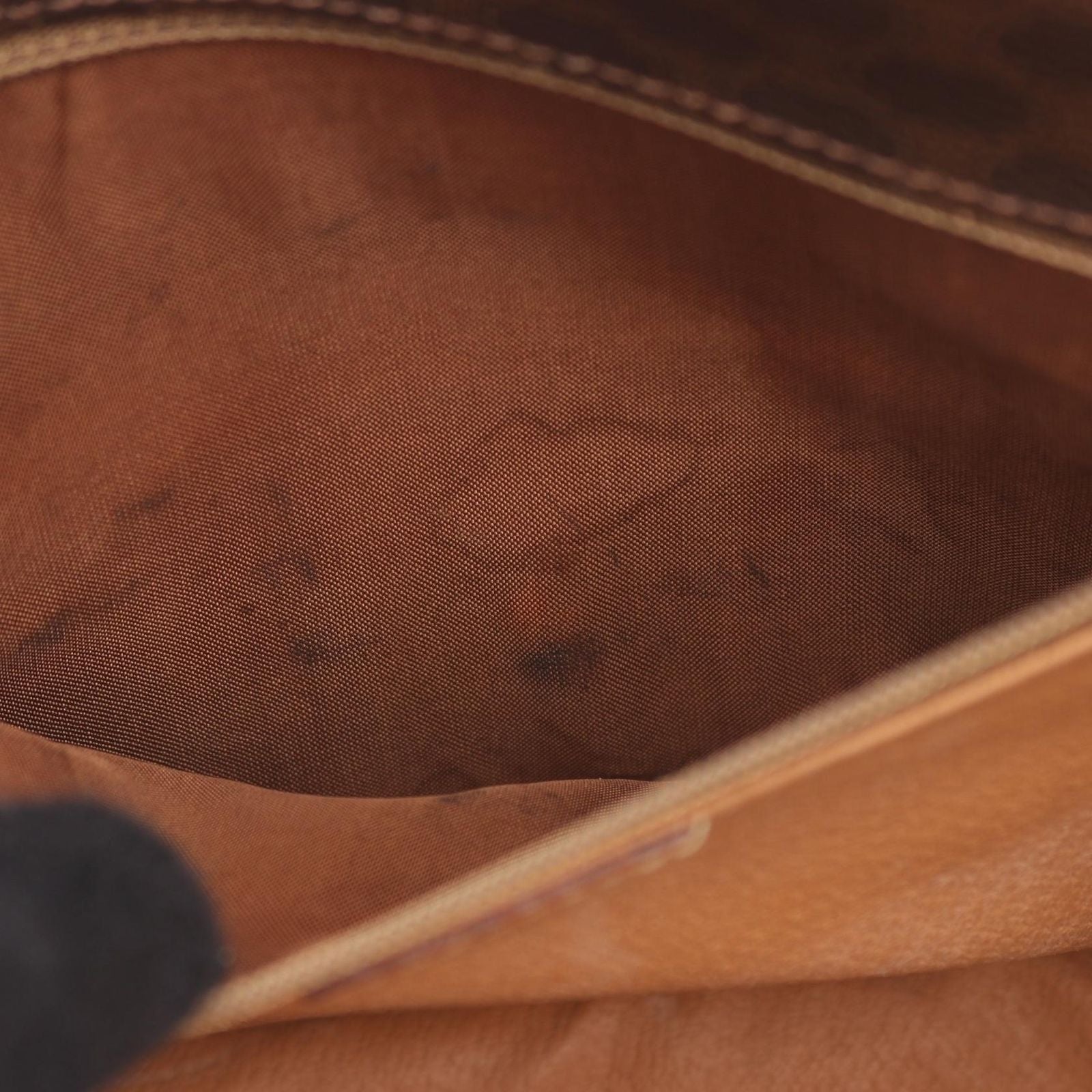 Celine Shoulder Bag Macadam Dark Brown Canvas Leather — view 5