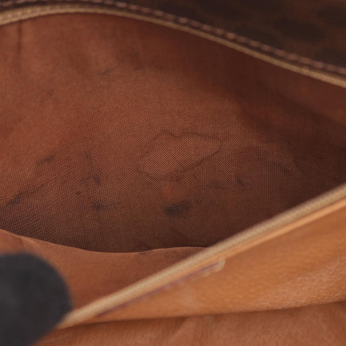 Celine Shoulder Bag Macadam Dark Brown Canvas Leather — view 5