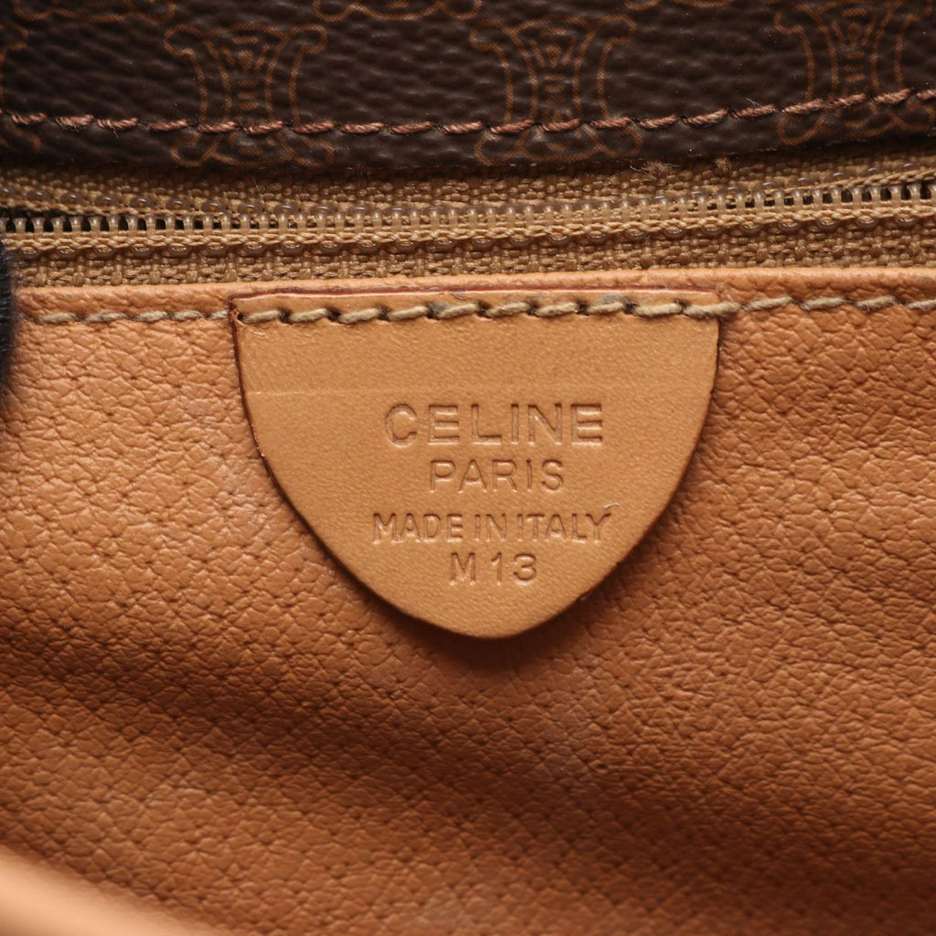 Celine Shoulder Bag Macadam Dark Brown Canvas Leather — view 4