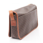 Celine Shoulder Bag Macadam Dark Brown Canvas Leather — view 2