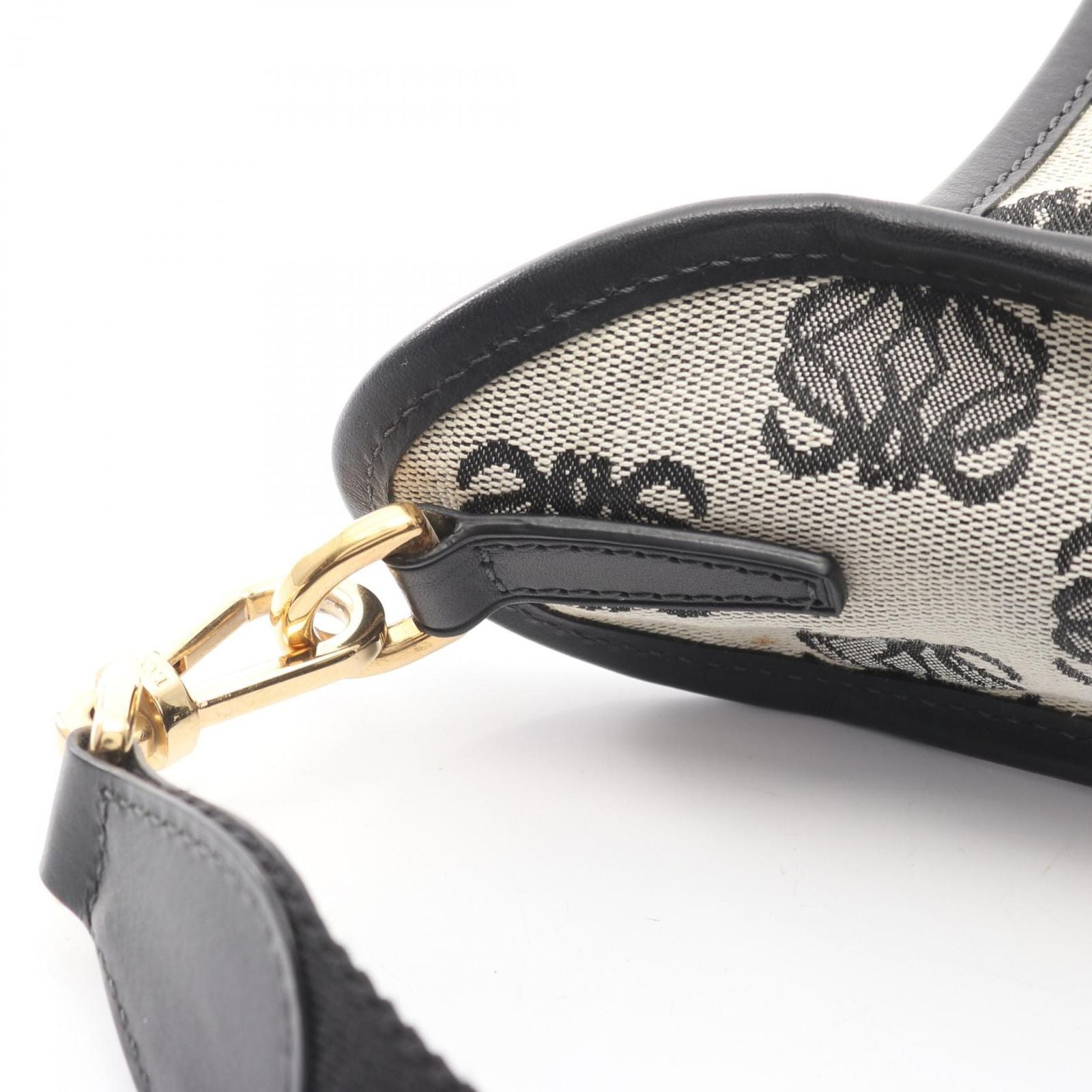 Loewe Shoulder Bag Anagram Gray Black Canvas Leather — view 7