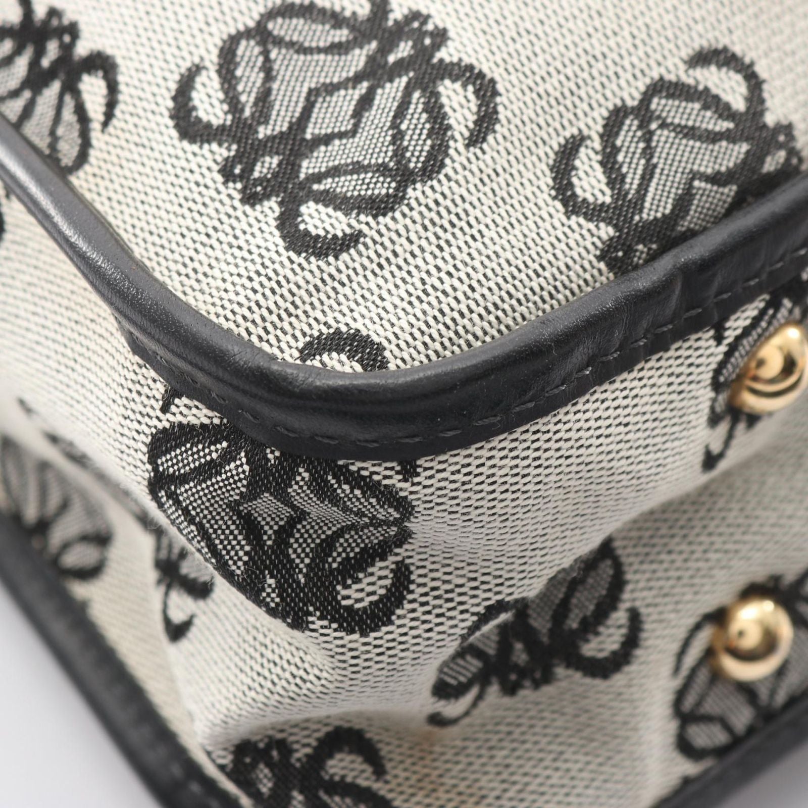 Loewe Shoulder Bag Anagram Gray Black Canvas Leather — view 6