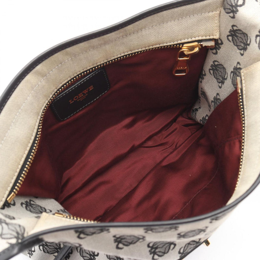 Loewe Shoulder Bag Anagram Gray Black Canvas Leather — view 3