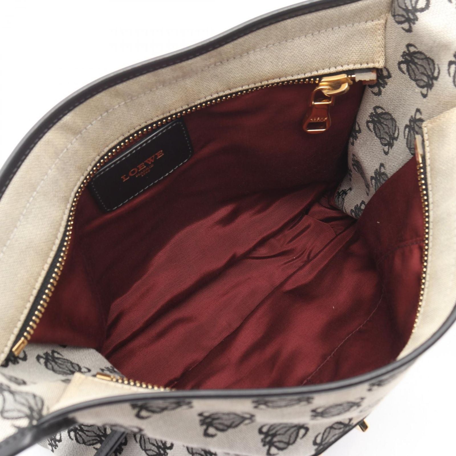 Loewe Shoulder Bag Anagram Gray Black Canvas Leather — view 3