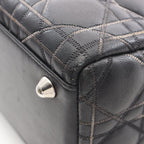 Dior Dio Handbag Ladydio Cannage Black Leather 2-Way Tote — view 5
