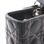Dior Dio Handbag Ladydio Cannage Black Leather 2-Way Tote — view 9