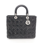 Dior Dio Handbag Ladydio Cannage Black Leather 2-Way Tote