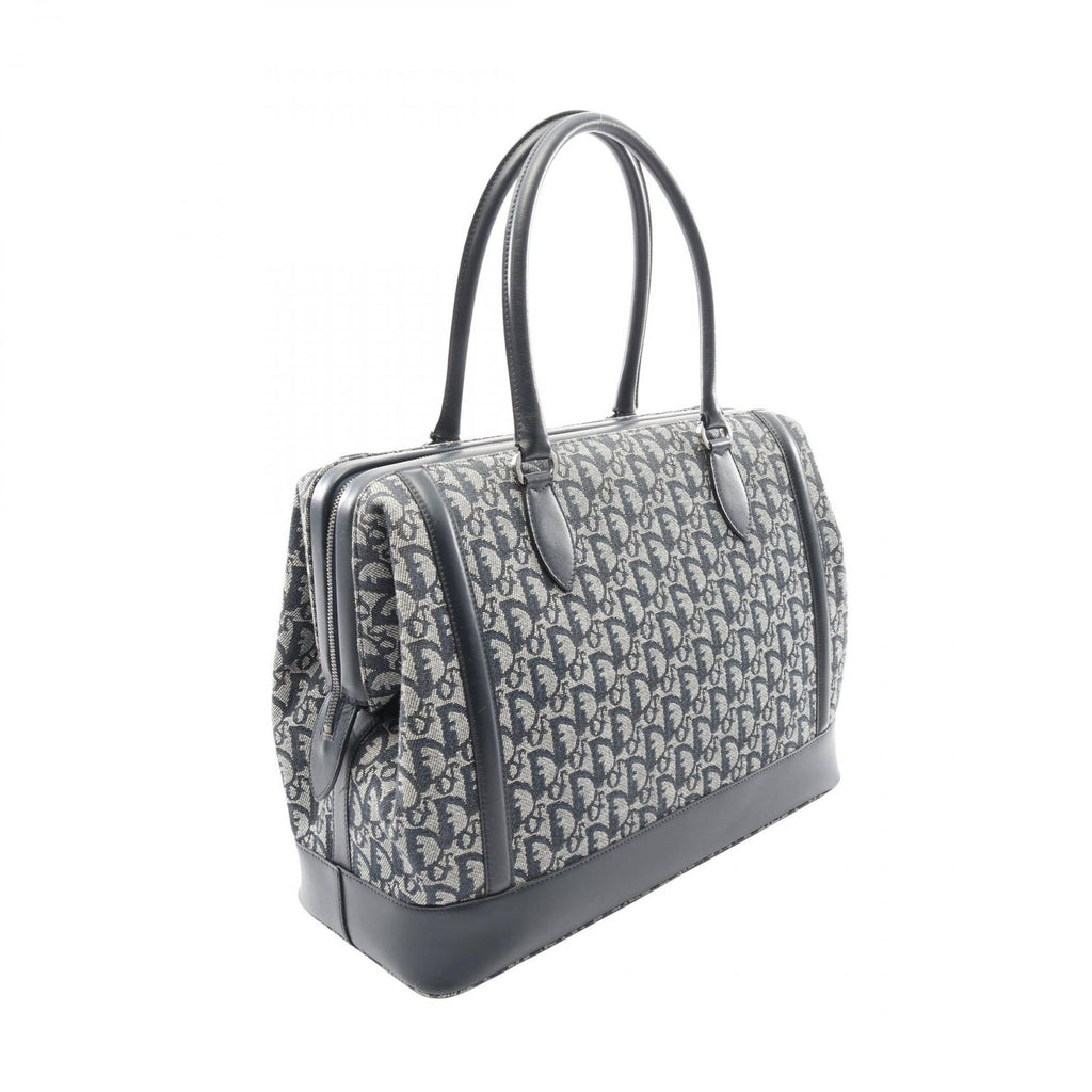 Dior Dio Handbag Tobta Denineta Zba Navy Canvas Leather — view 2