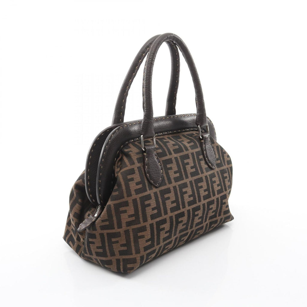Fendi Handbag Black Brown Canvas Leather — view 2