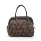 Fendi Handbag Black Brown Canvas Leather