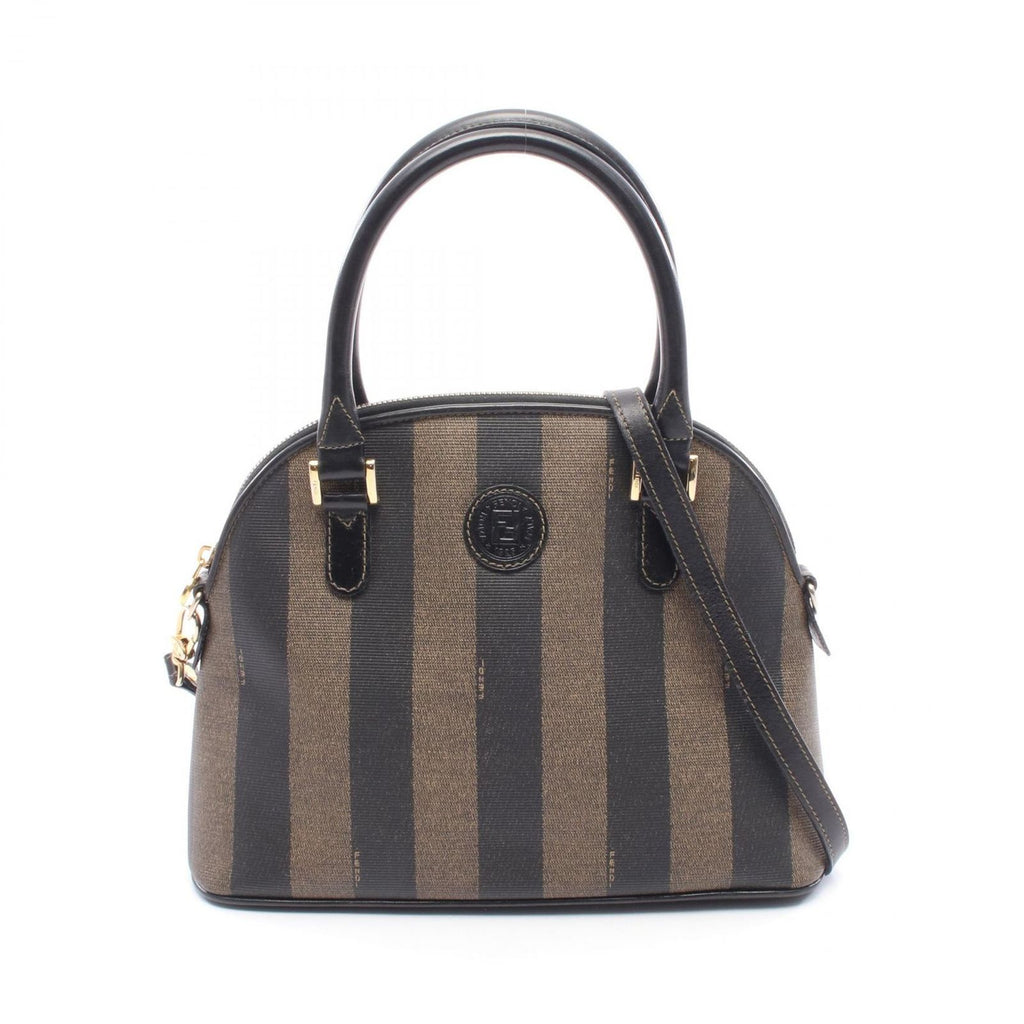 Fendi Shoulder Bag Pecan 2-Way Da Ninebrown Canvas Leather