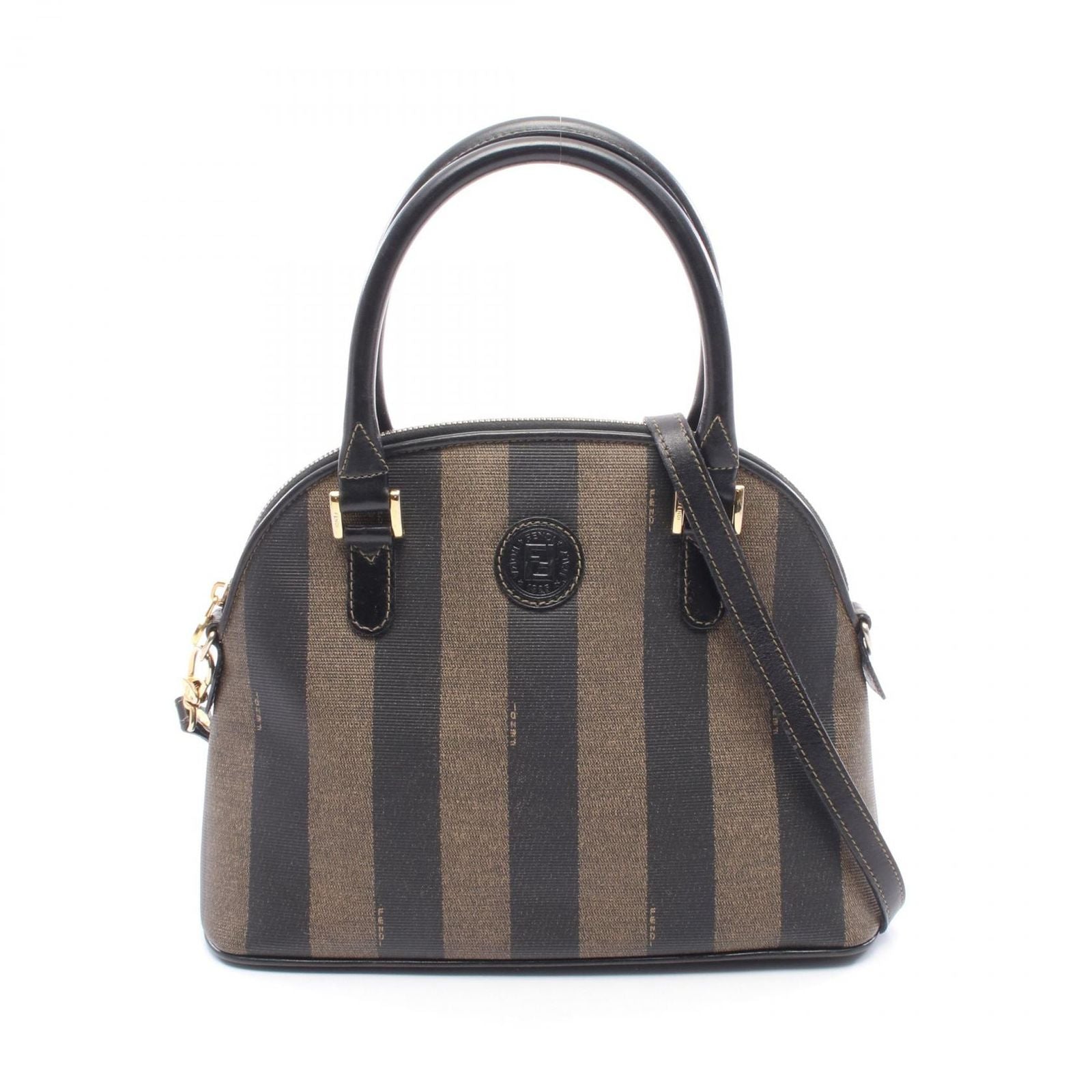 Fendi Shoulder Bag Pecan 2-Way Da Ninebrown Canvas Leather
