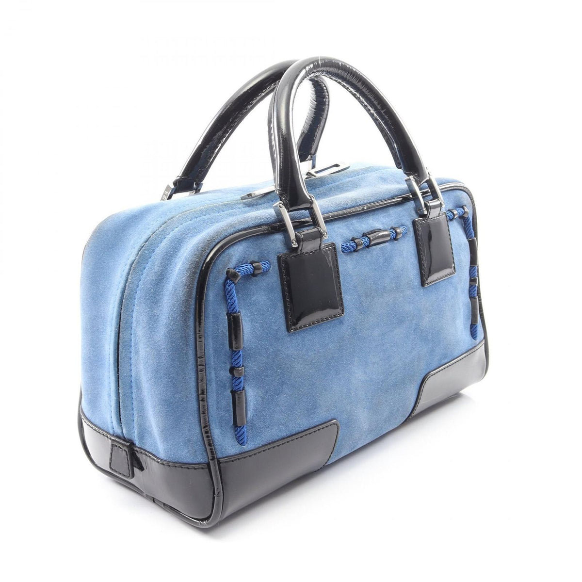 Loewe Handbag Amazona 28 Black Blue Patent Leather — view 2