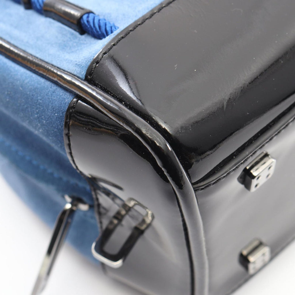 Loewe Handbag Amazona 28 Black Blue Patent Leather — view 7