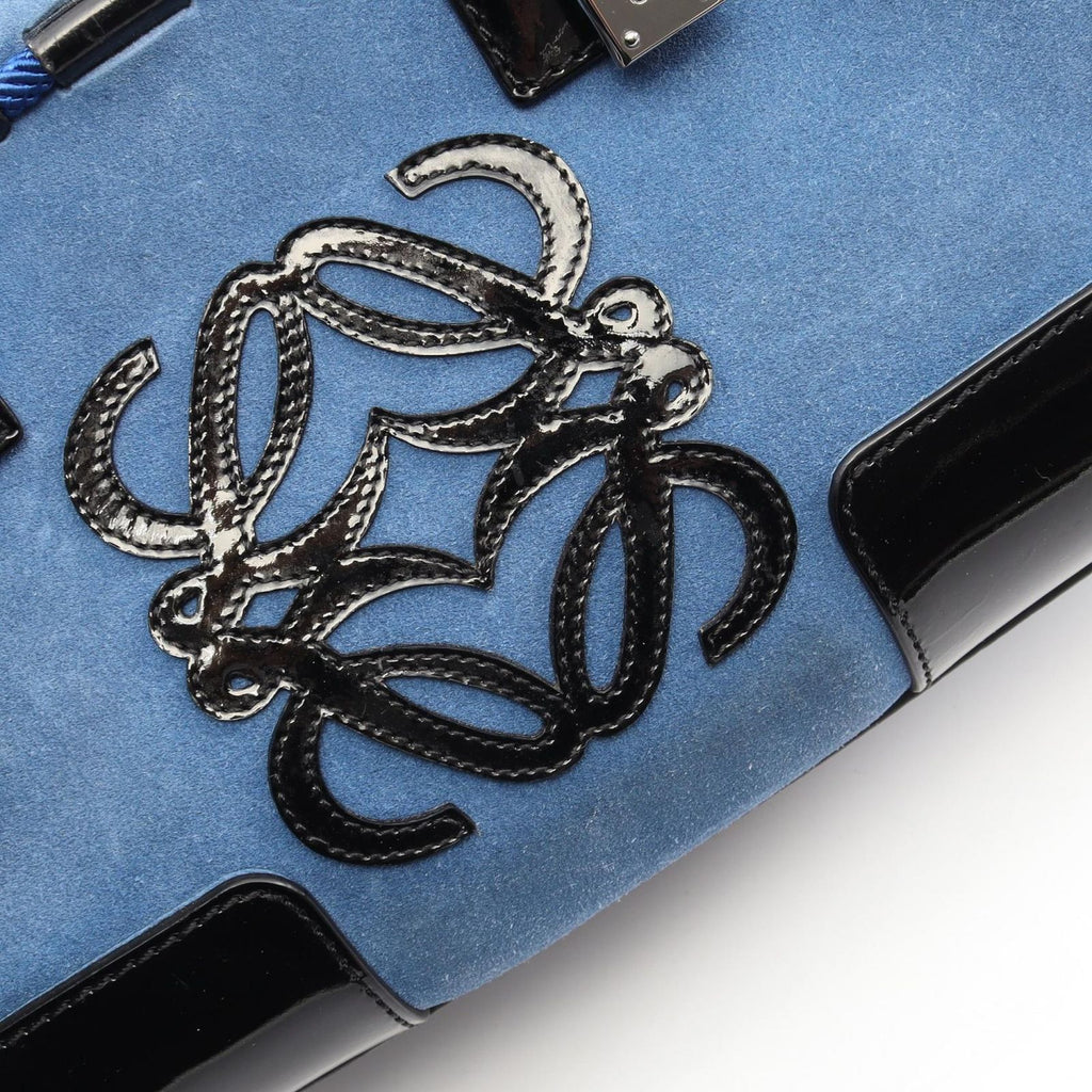 Loewe Handbag Amazona 28 Black Blue Patent Leather — view 8