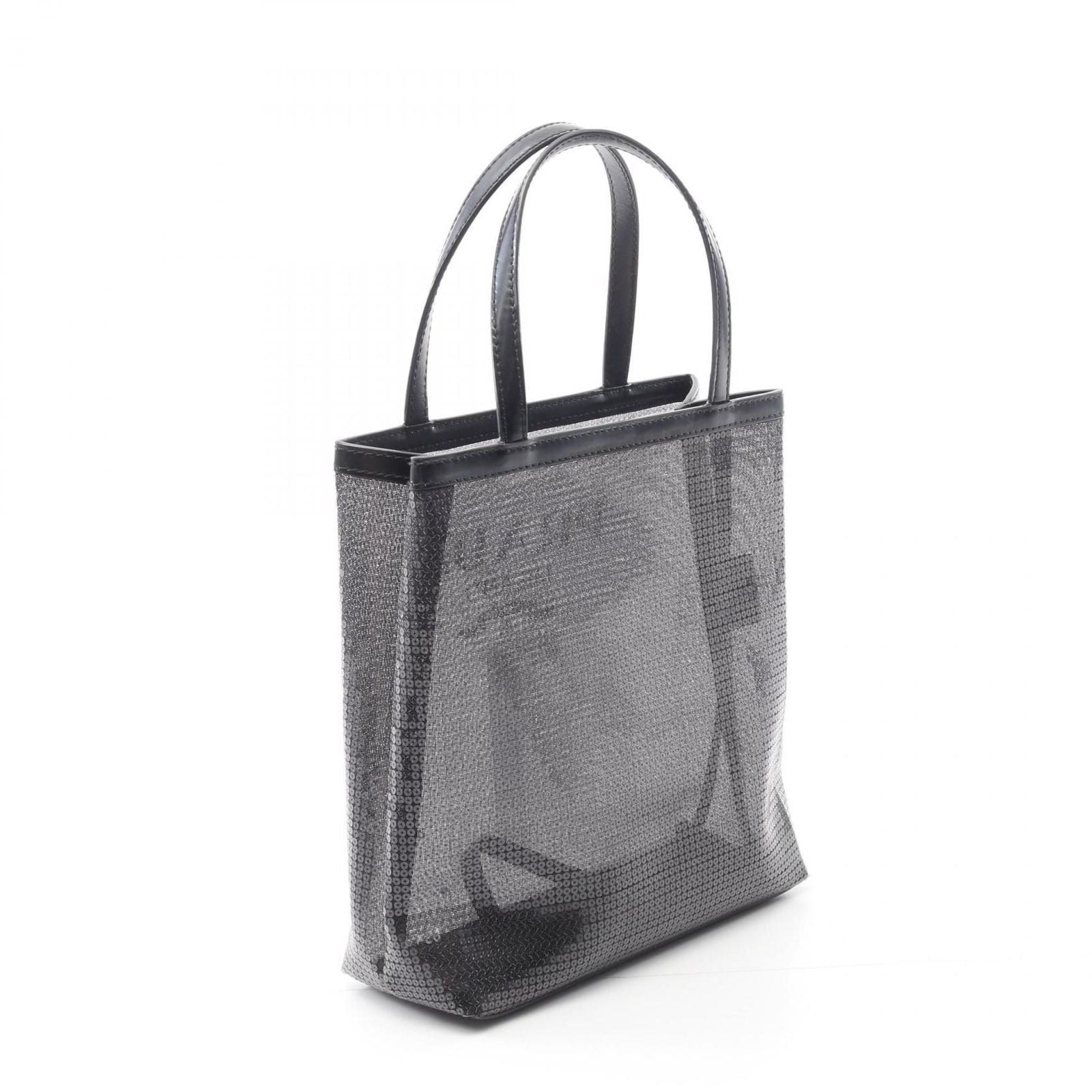 Prada Lada Tote Rete Paillettes Black Patent Leather Minitote — view 2