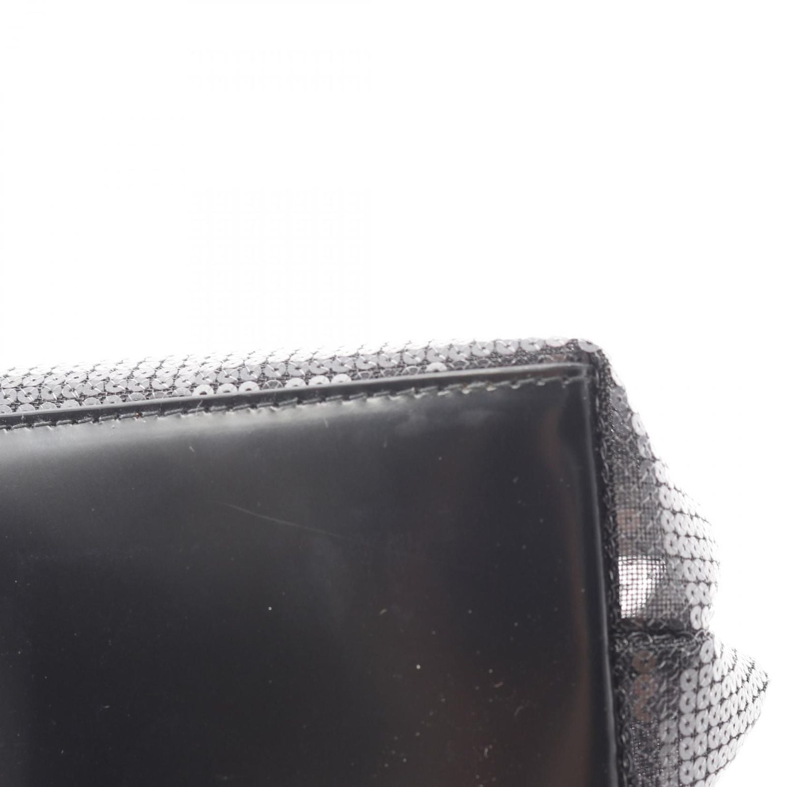Prada Lada Tote Rete Paillettes Black Patent Leather Minitote — view 6