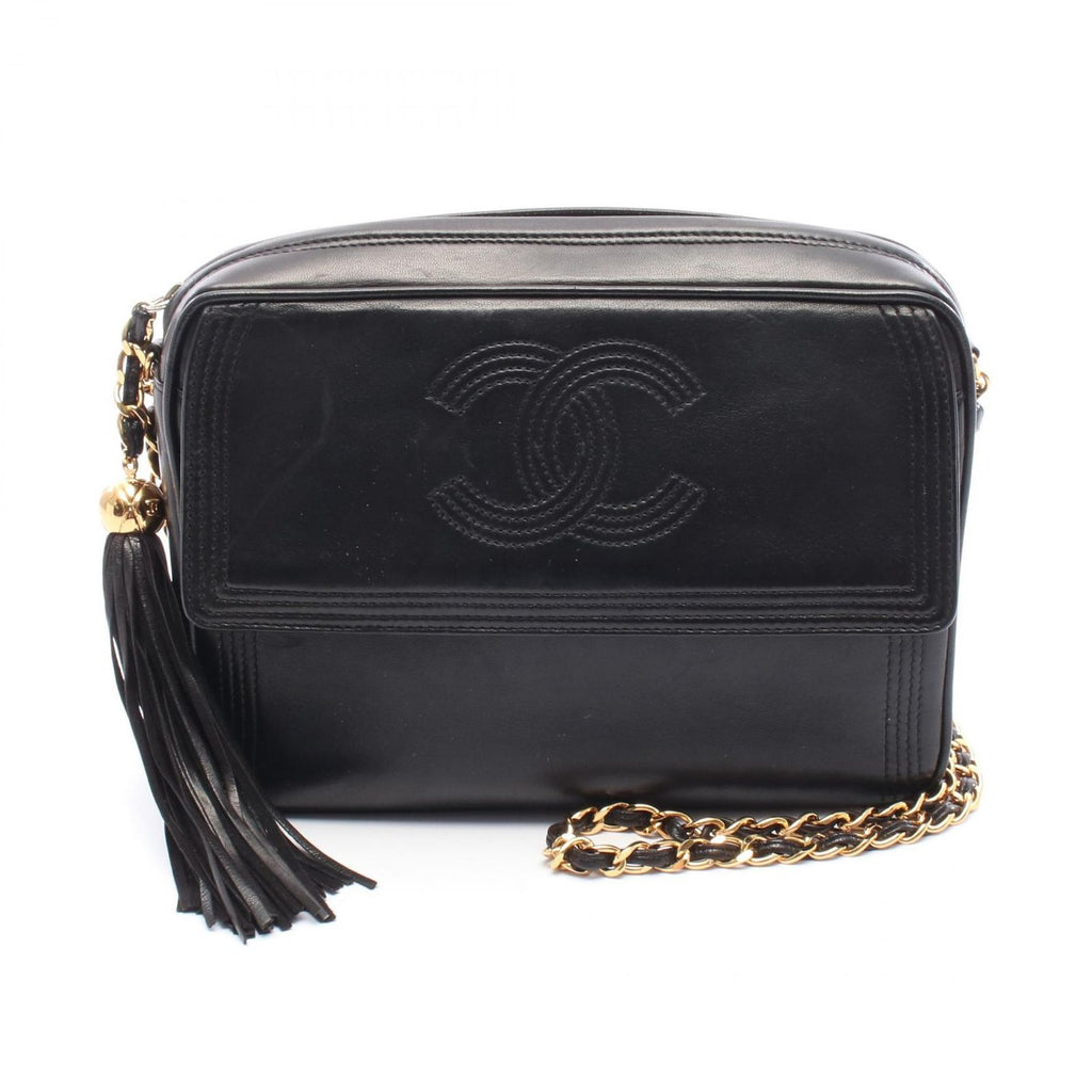 Chanel Shoulder Bag CC Logo Black Lambskin CC Che