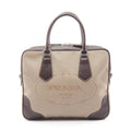 Prada Lada Handbag Beige Brown Canvas Leather delogo Briefcase