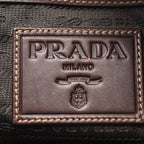 Prada Lada Handbag Beige Brown Canvas Leather delogo Briefcase — view 4