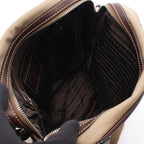 Prada Lada Shoulder Bag Logo Beige Da Ninebrown Canvas Leather — view 3