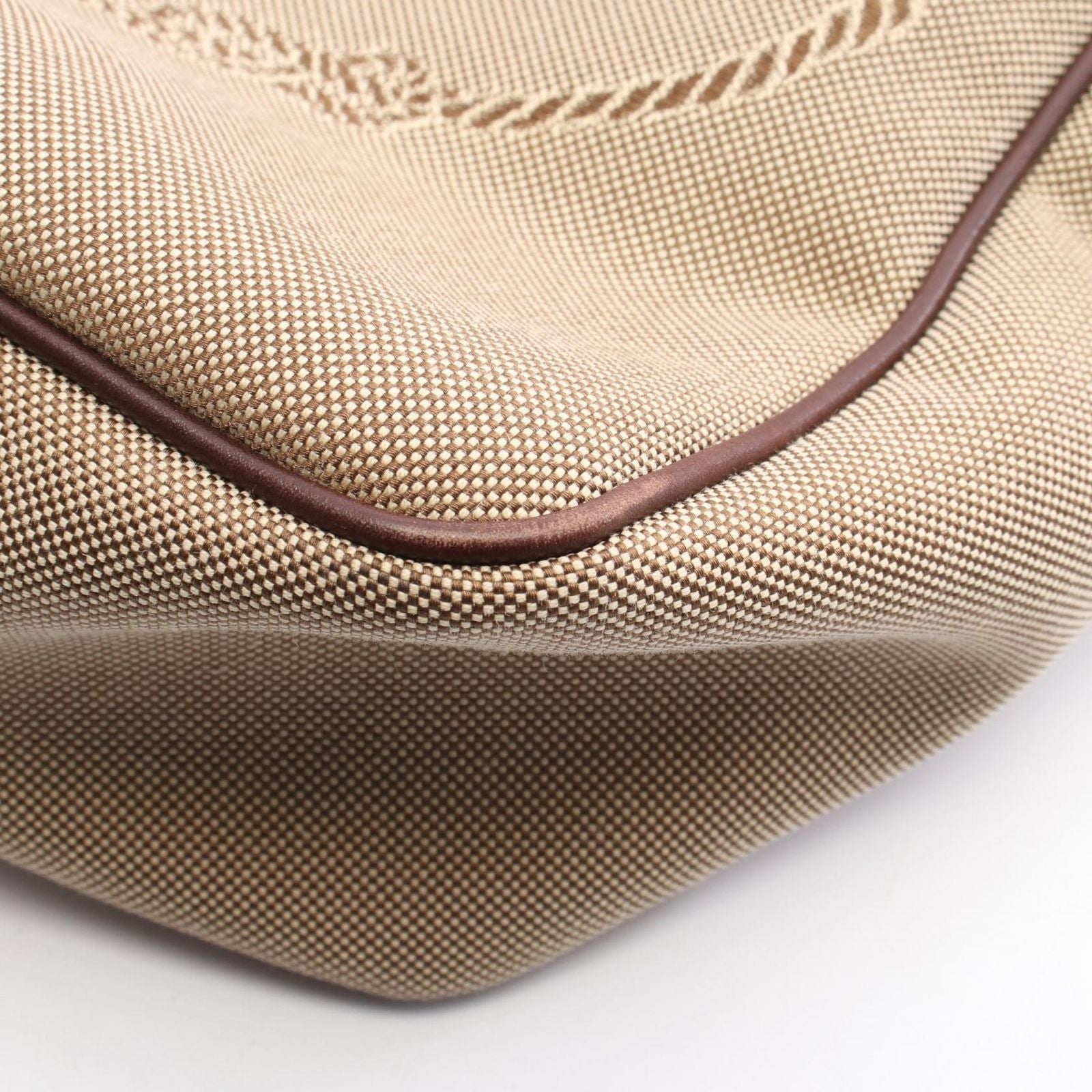 Prada Lada Shoulder Bag Logo Beige Da Ninebrown Canvas Leather — view 5