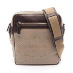 Prada Lada Shoulder Bag Logo Beige Da Ninebrown Canvas Leather