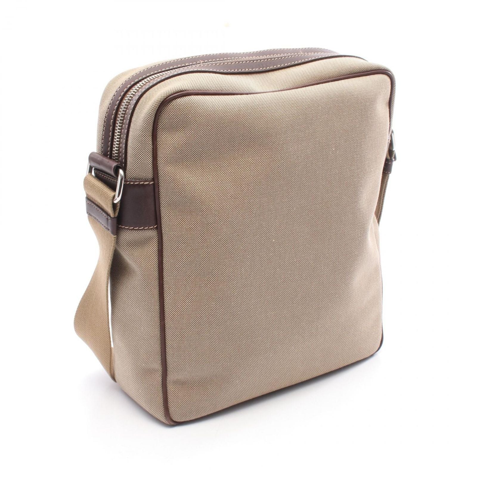 Prada Lada Shoulder Bag Logo Beige Da Ninebrown Canvas Leather — view 2
