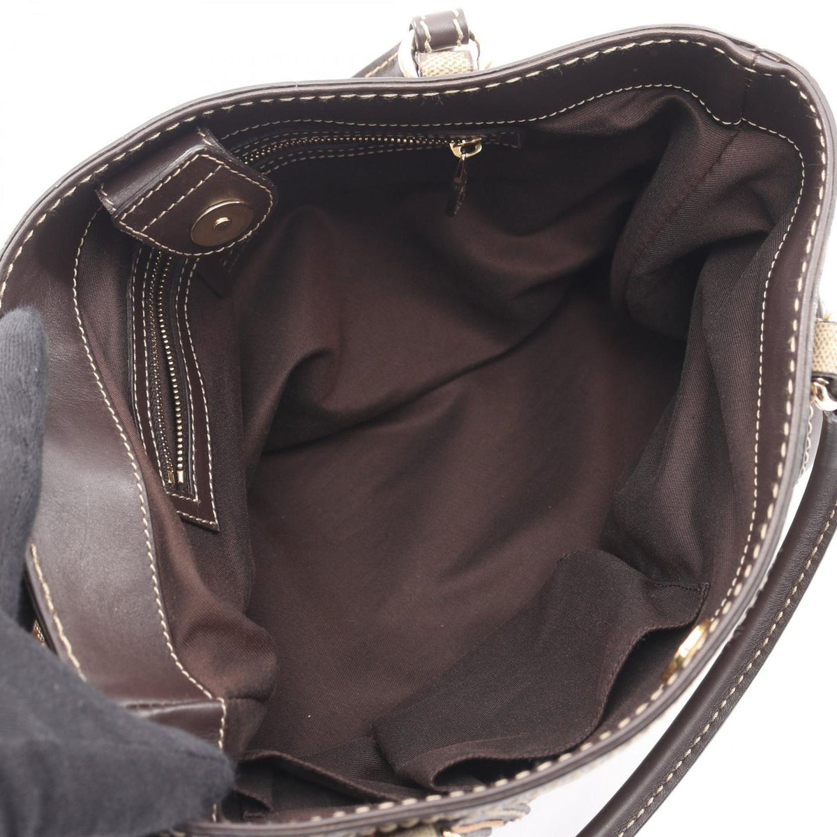 Gucci Tote GG Brown Da Ninebrown Canvas Leather — view 3