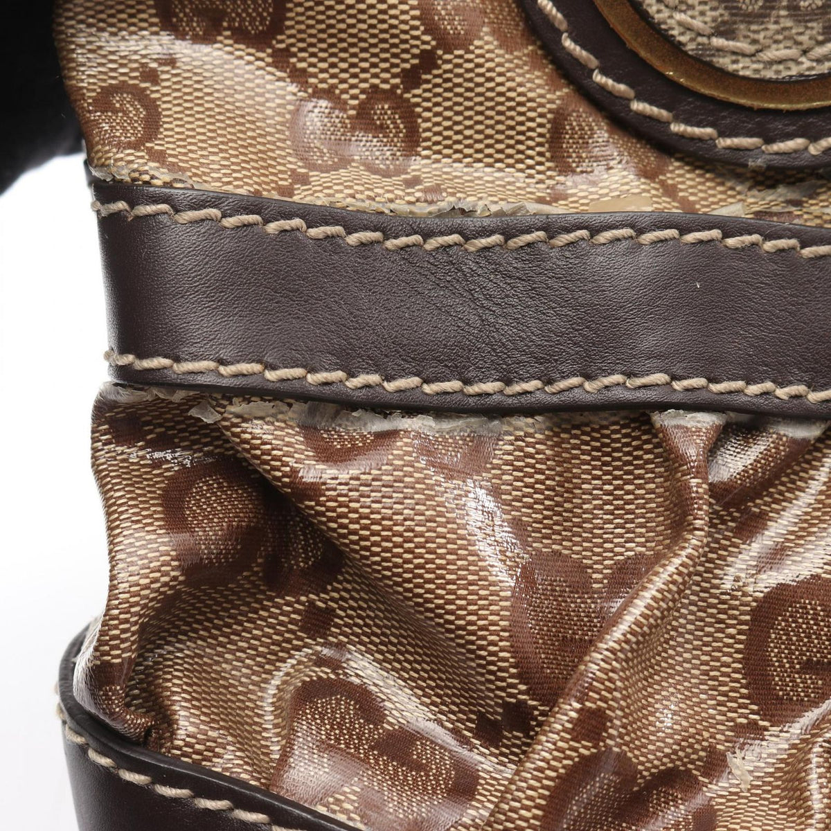 Gucci Tote GG Brown Da Ninebrown Canvas Leather — view 6