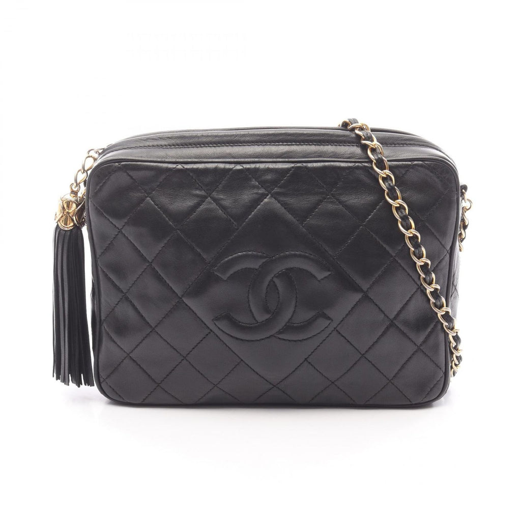 Chanel Shoulder Bag CC Logo Da Black Lambskin Da CC Che